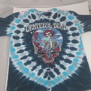 Liquid Blue Grateful Dead Tie-Dye Shirt in Blue and White